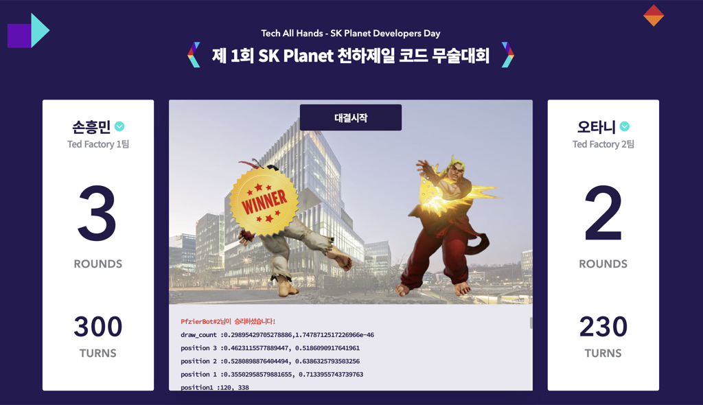 코드배틀 - SK플래닛 개발자 행사 화면(2021)