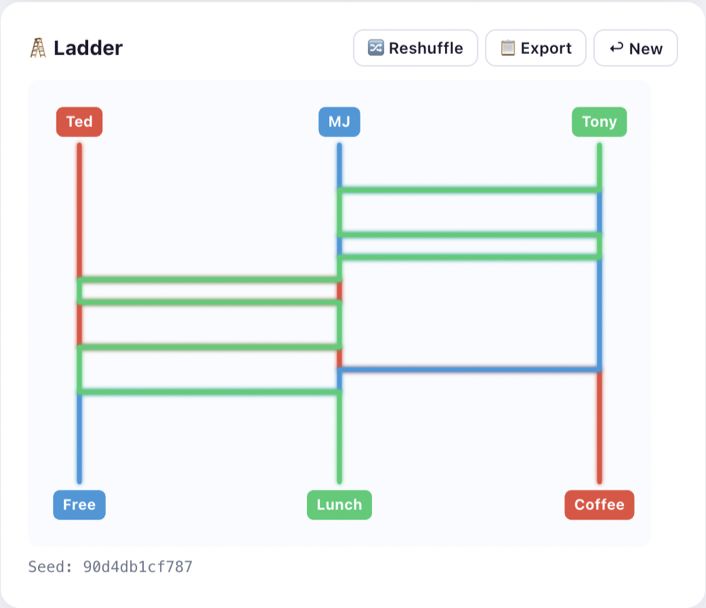 Ladder Pick - 사다리 결과 화면