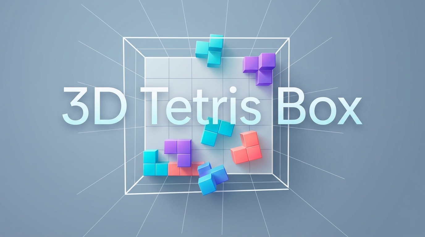 3차원 박스 안에 컬러 블록과 3D Tetris Box 타이틀이 배치된 커버 이미지